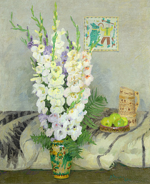 «Натюрморт з гладіолусами та косівською керамікою», 1974